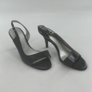 Liz Claiborne D'Orsay Slingback Pump Womens 8 M‎ Black Open Toe Heel Legacy